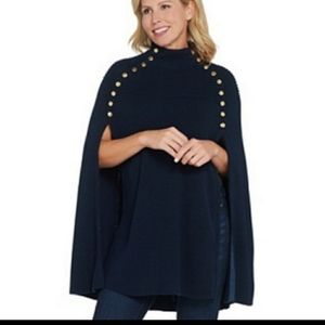 G.I.L.I. Navy Poncho with Gold Button Accents